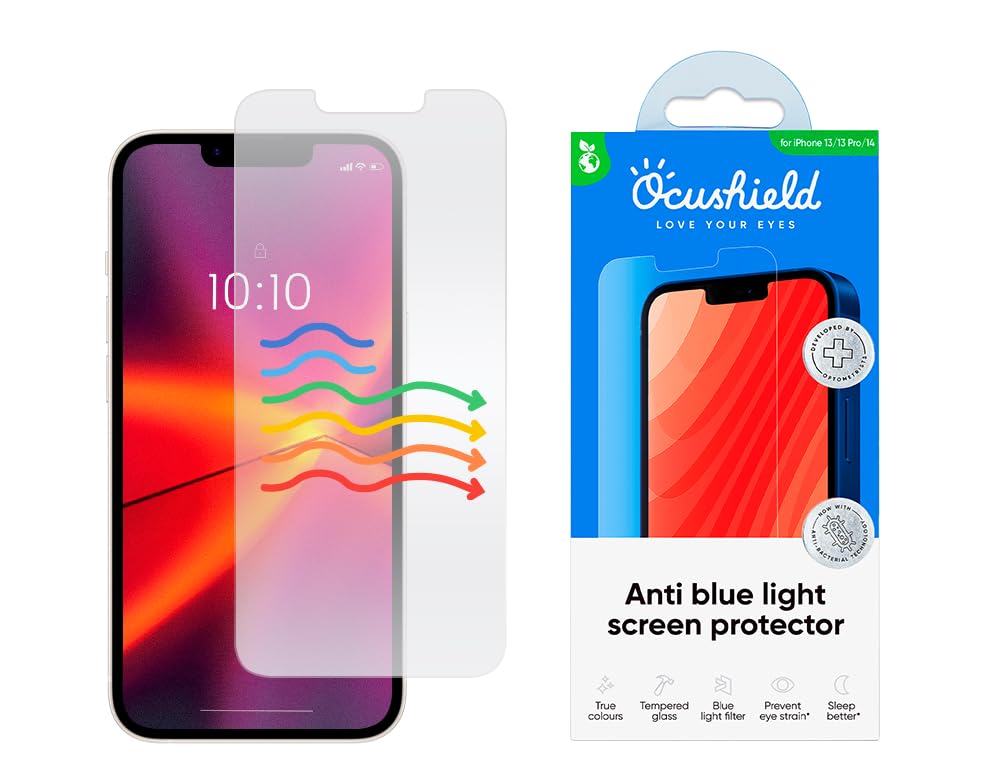 Ocushield for iPhone 13/13 Pro (6.1") - Anti Blue Light Tempered Glass Screen Protector iPhone 13 | 13 Pro | 14 (6.1")