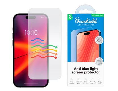 Ocushield Anti Blue Light Tempered Glass Screen Protector for iPhone 14 Pro 6.1" - Protect Your Eyes Reduce Migraines & Improve Sleep
