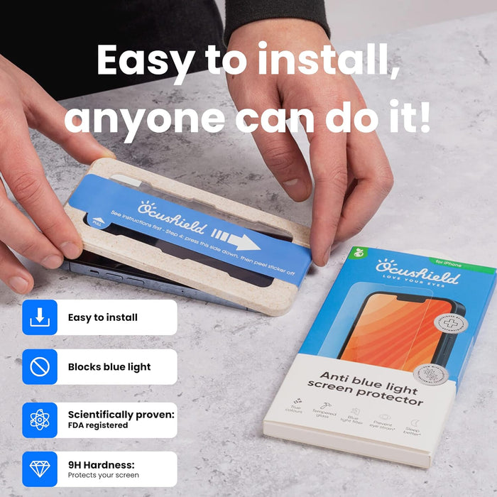 Ocushield Anti Blue Light, Tempered Glass Screen Protector for iPhone (iPhone 15 Plus)