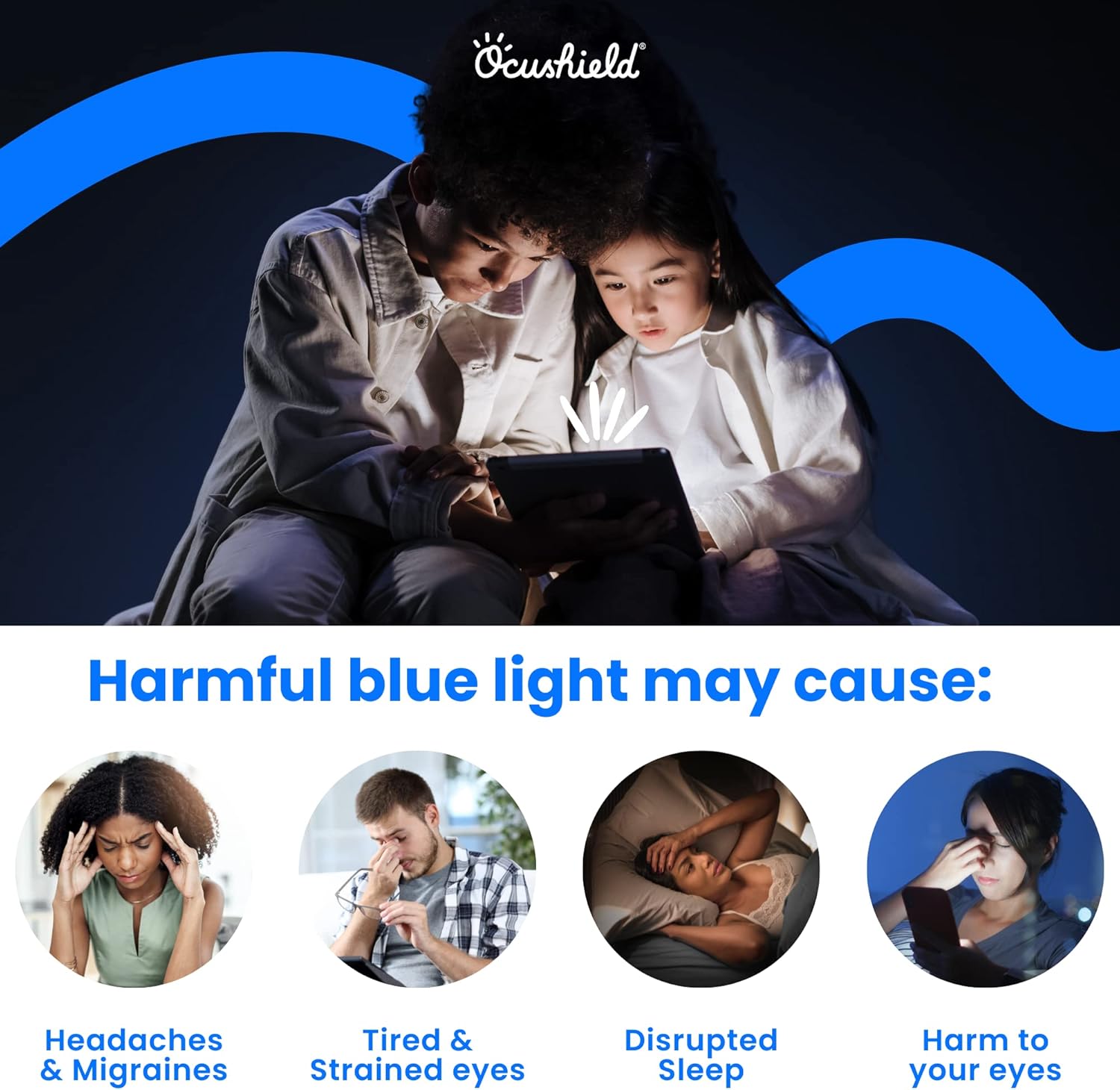 Ocushield Anti Blue Light, Tempered Glass Screen Protector for iPhone (iPhone 15 Plus)