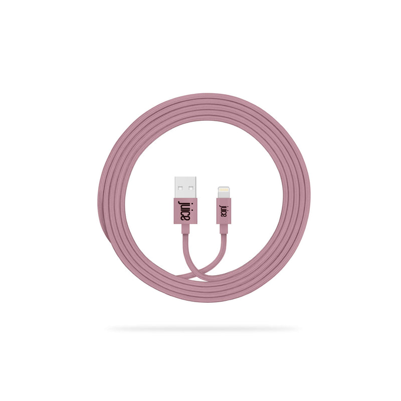Juice Apple iPhone Lightning 2 m Braided Charger and Sync Cable for Apple iPhone 13, 13 Pro, 12, 12 Mini, SE, 11, XS, XR, X, 8, 7, 6, 5, iPad, Pro, Air, Mini, Airpods Pro- Rose Gold