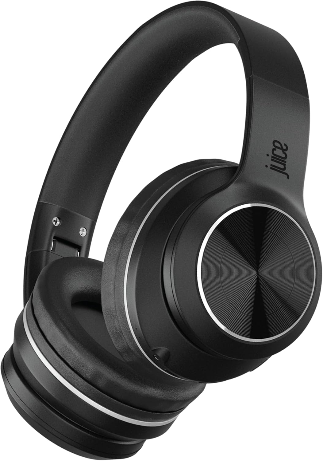 Juice Cans Go Wireless Headphones - Bluetooth, 16 Hours Playtime, 2.5 Hour Charging Time, Foldable Frame, On Body Controls, AUX For Wired Play (Black