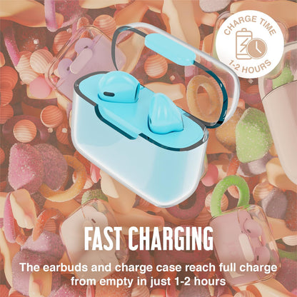 Juice Wireless Earphones, Pick 'N' Mix Bluetooth Earbuds with Earphones Wireless Charging Case & USB C Cable. Touch Control Earpods with 10m Bluetooth Range & 20 Hours Playback (Blue