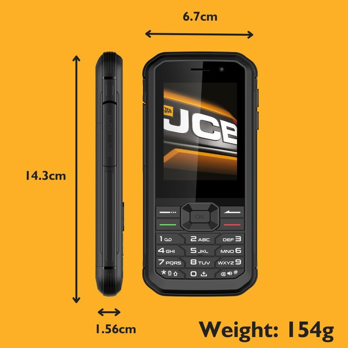 JCB Tradesman 3 Smart Feature Rugged Waterproof 4g Mobile Sim-Free Dual-Sim Phone With Whatsapp - Black