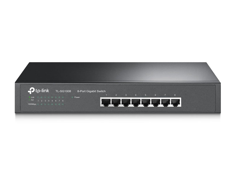 TP-Link TL-SG1008 8-Port Gigabit Ethernet Switch, Desktop/Rack-Mount, Steel Case, Lifetime Warranty, Black