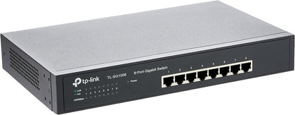 TP-Link TL-SG1008 8-Port Gigabit Ethernet Switch, Desktop/Rack-Mount, Steel Case, Lifetime Warranty, Black