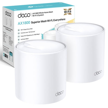 TP-Link Deco X20 AX1800 Whole Home Mesh Wi-Fi 6 System, AI-Driven Mesh, Up to 4,000 sq ft Coverage, 1 GHz Quad-Core CPU, Compatible with Amazon Alexa, With TP-Link HomeShield's kit, Pack of 2, White AX1800 WiFi 6 2 Pack