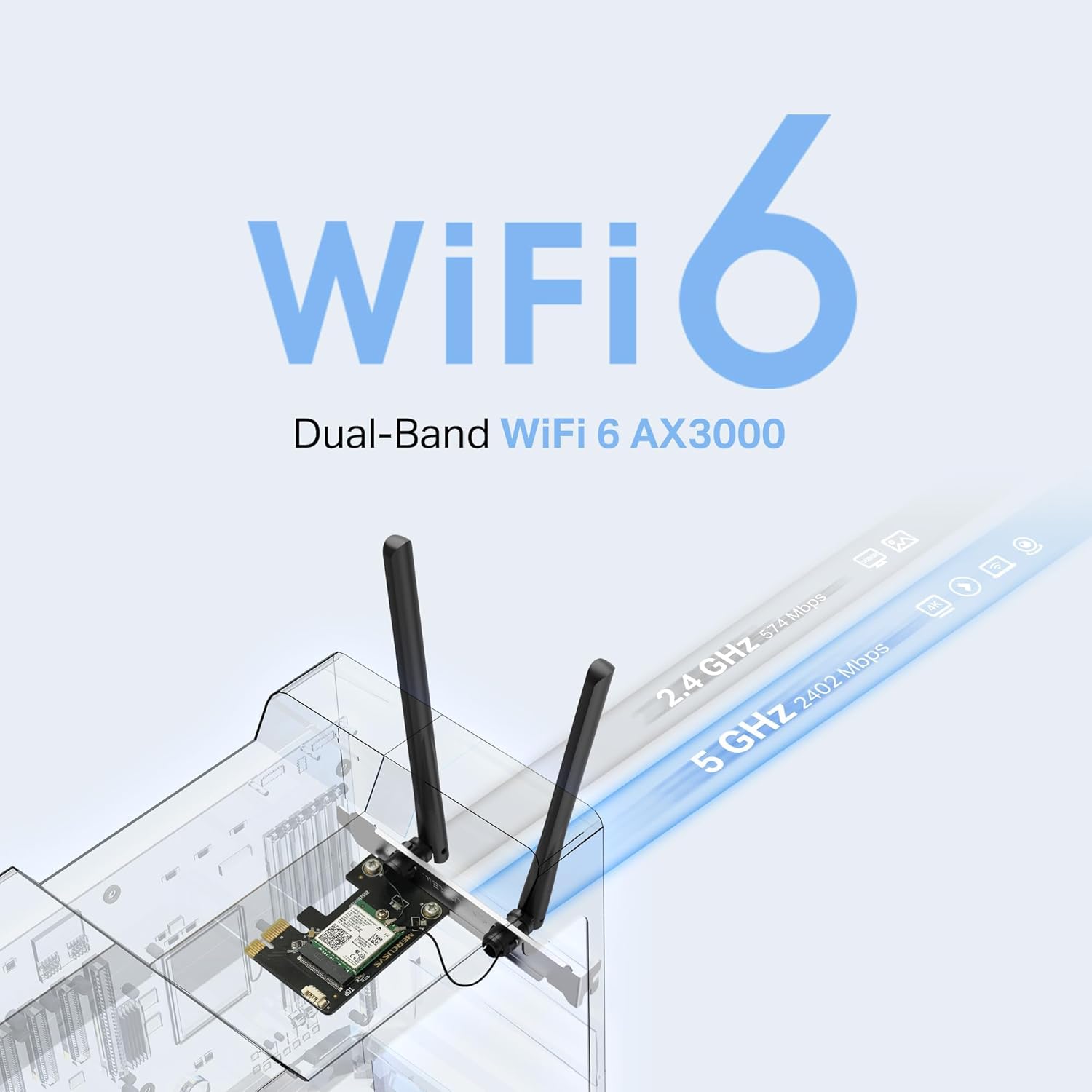 MERCUSYS AX3000 Dual-Band 5.2 PCIe Wi-Fi Card, Wi-Fi 6 Bluetooth Adapter with Two Antennas, OFDMA, MU-MIMO,Low Latency, Intel® Wi-Fi 6 Chipset, ideal for Game and 4K,Latest WPA3,Windows 10-11(MA80XE) AX300 WiFi 6, Bluetooth 5.2, Pcle Adapter