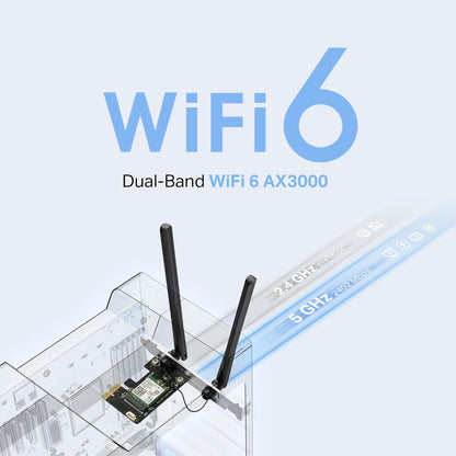 MERCUSYS AX3000 Dual-Band 5.2 PCIe Wi-Fi Card, Wi-Fi 6 Bluetooth Adapter with Two Antennas, OFDMA, MU-MIMO,Low Latency, Intel® Wi-Fi 6 Chipset, ideal for Game and 4K,Latest WPA3,Windows 10-11(MA80XE) AX300 WiFi 6, Bluetooth 5.2, Pcle Adapter
