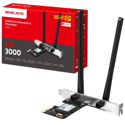 MERCUSYS AX3000 Dual-Band 5.2 PCIe Wi-Fi Card, Wi-Fi 6 Bluetooth Adapter with Two Antennas, OFDMA, MU-MIMO,Low Latency, Intel® Wi-Fi 6 Chipset, ideal for Game and 4K,Latest WPA3,Windows 10-11(MA80XE) AX300 WiFi 6, Bluetooth 5.2, Pcle Adapter