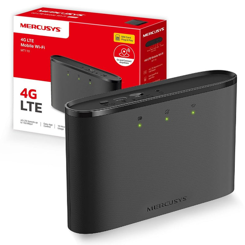 MERCUSYS MT110 Mifi Portable WiFi 4G Router, 4G LTE 150 Mbps, 2200mAh Battery for 10 Hours, 4G Router with Sim Slot, Sim Card Router, TP-Link Portable Router, Plug & Play, Mobile WiFi Router