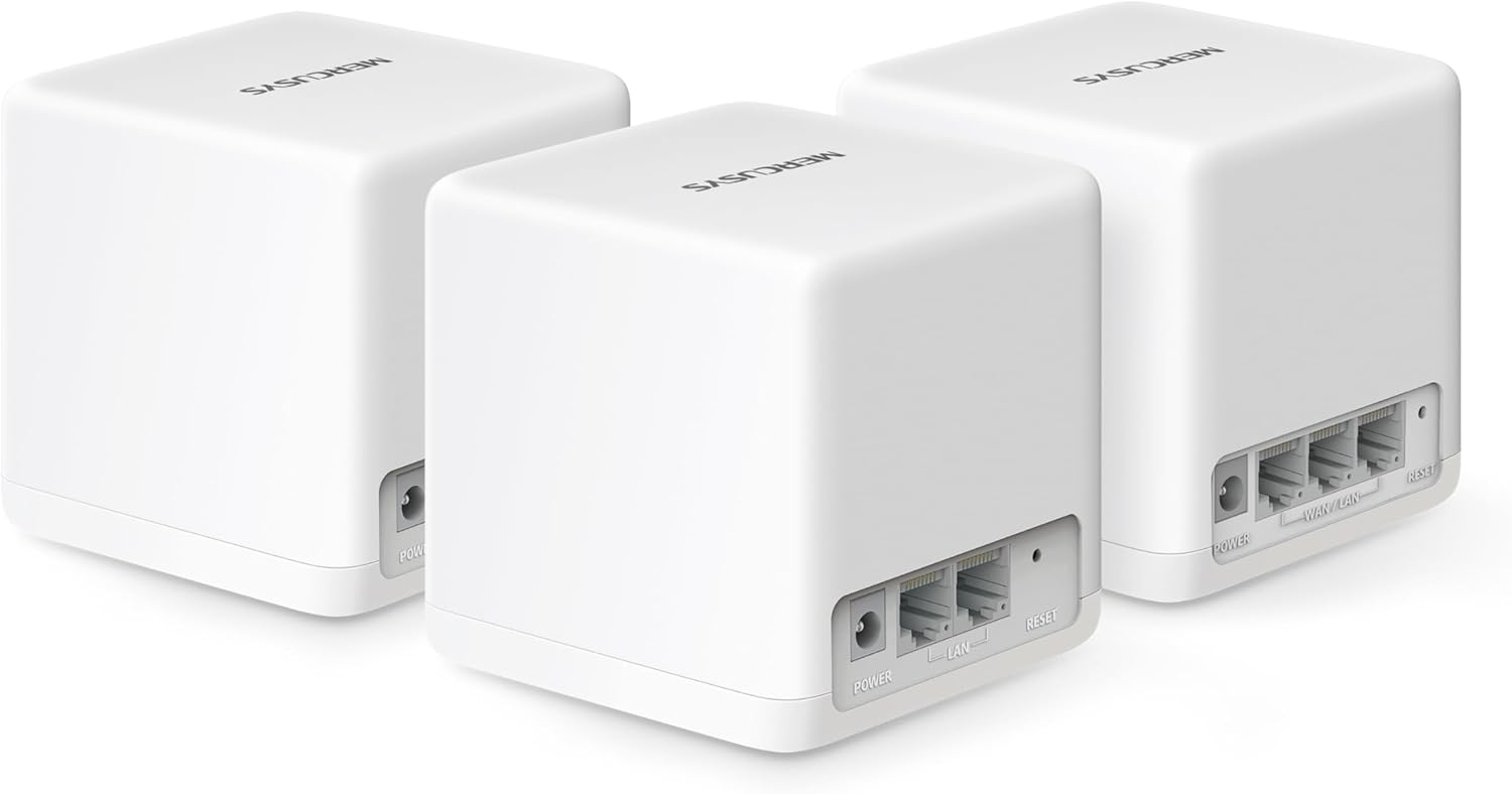 Mercusys Mesh WiFi, WiFi 6 1500 Mbps, WiFi Mesh Coverage up to 6,000 ft²(550 m²), Connect up to 100 Devices, 1024-QAM,Full Gigabit Ports, Dual Band Wifi Extender Booster, App Control,Halo H60X(3-pack)