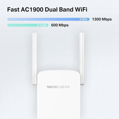 MERCUSYS ME50G AC1900Mbps WiFi Extender Booster, Internet Booster, Ethernet Port, EasyMesh, High-Gain Antennas, Access Point,WiFi Repeater,TP-Link WiFi Extender,App Control Easy Setup,UK Plug