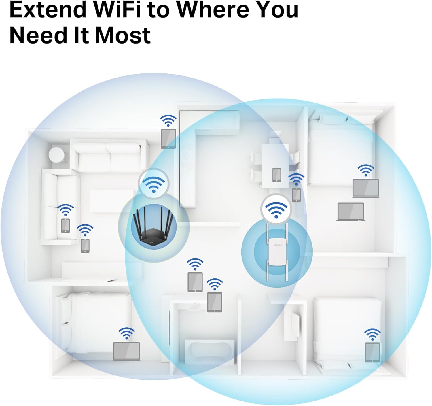 MERCUSYS ME50G AC1900Mbps WiFi Extender Booster, Internet Booster, Ethernet Port, EasyMesh, High-Gain Antennas, Access Point,WiFi Repeater,TP-Link WiFi Extender,App Control Easy Setup,UK Plug
