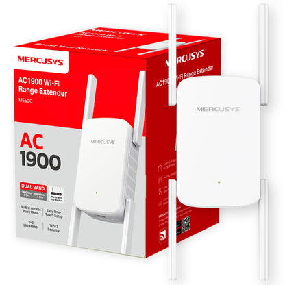 MERCUSYS ME50G AC1900Mbps WiFi Extender Booster, Internet Booster, Ethernet Port, EasyMesh, High-Gain Antennas, Access Point,WiFi Repeater,TP-Link WiFi Extender,App Control Easy Setup,UK Plug
