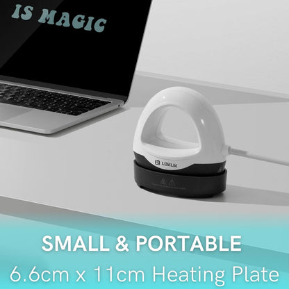 LOKLIK Mini Heat Press - Portable Heat Transfer Vinyl Machine for Sublimation Printing with Compact Plate, HTV Heat Transfer Vinyl Craft Heatpress Machine, White