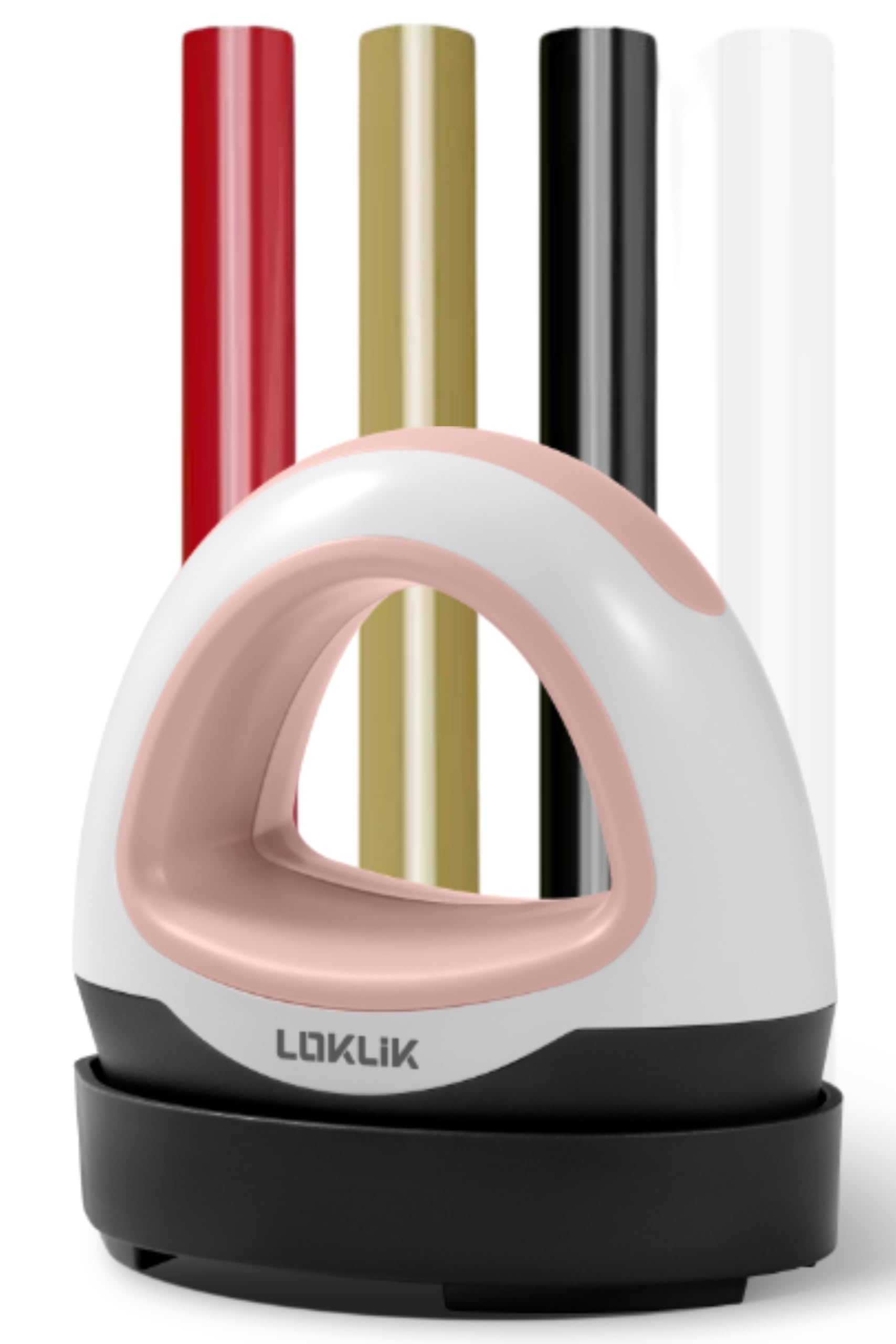LOKLIK Mini Heat Press Starter Bundle - Includes 4X Vinyl, Portable Heat Transfer Vinyl Machine for Sublimation Printing with Compact Plate, HTV Heat Transfer Vinyl Craft Heatpress Machine, Pink