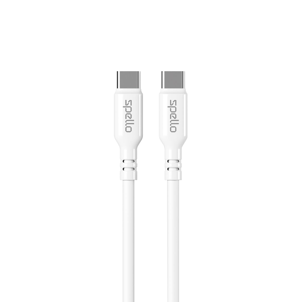 Spello USB-C to USB-C White Cable, Charge & Sync, Power Delivery 60W, Data Transfer 480Mbps, 1m, for Apple iPhone 15, White