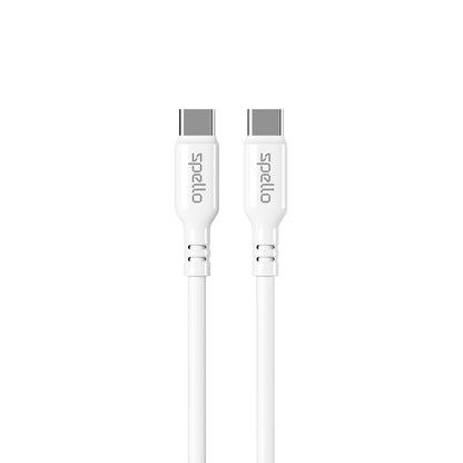 Spello USB-C to USB-C White Cable, Charge & Sync, Power Delivery 60W, Data Transfer 480Mbps, 1m, for Apple iPhone 15, White