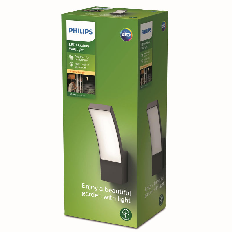 The Philips Splay wall light in anthracite adds a modern look to your wall. It illuminates and lightens up your entrance with diffus