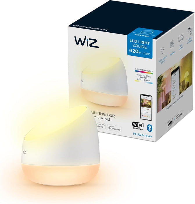 WiZ Squire Portable Colour  Smart Dimming LED, Connected WiFi Works with Alexa, Google Assistant & HomeKit, App Control for Home Indoor Lighting, Livingroom, Bedroom, Energy Monitoring
