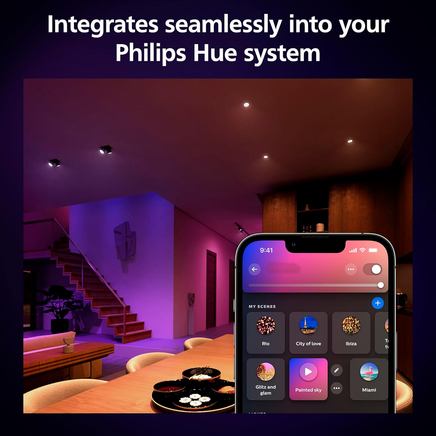 Philips Hue 4.2W GU10 Colour Smart LED 3-Pack Bulbs