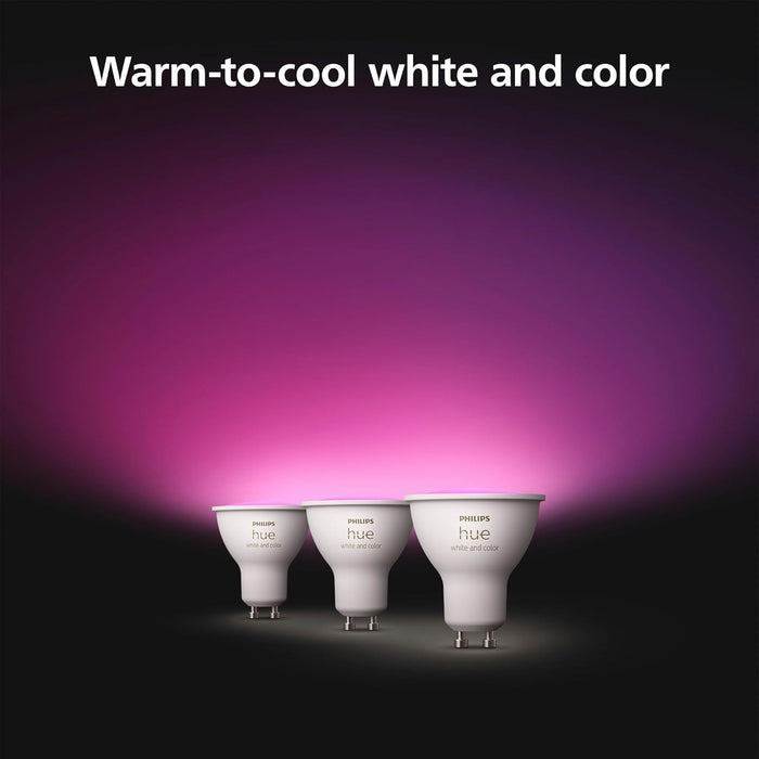 Philips Hue 4.2W GU10 Colour Smart LED 3-Pack Bulbs