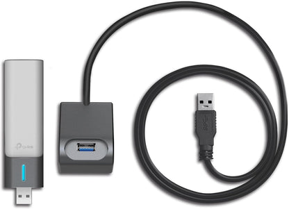 TP-Link AX3000 Wi-Fi 6 High Gain Wireless USB 3.0 Adapter, Dual-Band, Auto Driver, MU-MIMO, Low- Latency, 1.2m Cable, Supports Windows 10/11, Highly Secure WPA3 (Archer TX50UH), Black