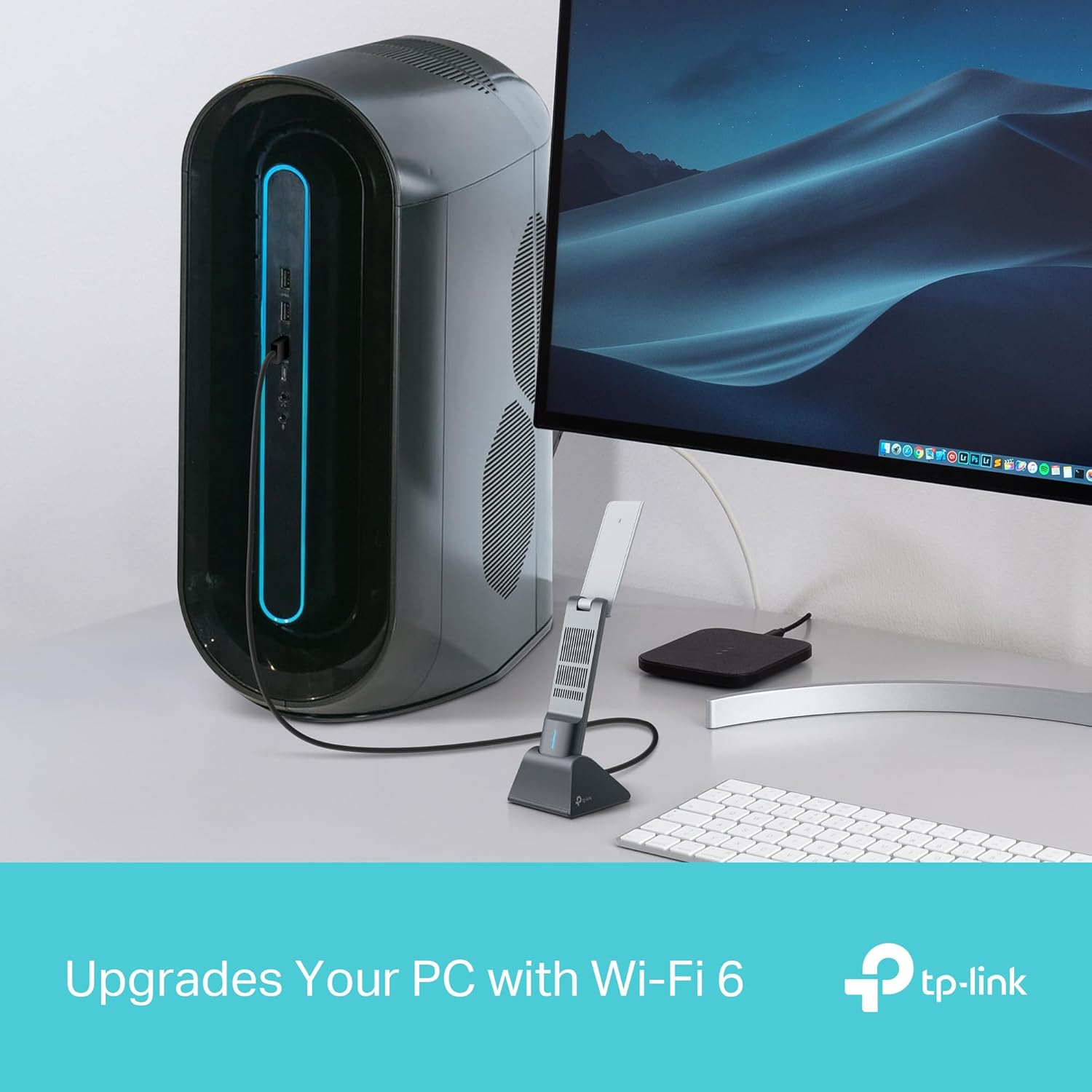 TP-Link AX3000 Wi-Fi 6 High Gain Wireless USB 3.0 Adapter, Dual-Band, Auto Driver, MU-MIMO, Low- Latency, 1.2m Cable, Supports Windows 10/11, Highly Secure WPA3 (Archer TX50UH), Black