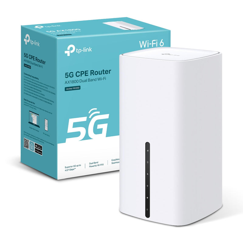 TP-Link Archer NX200 5G Router WiFi 6 AX1800Mbps, 5G Router with Sim Slot, Enjoy 5G Speed Sharing Everywhere,Gigabit Ports, Plug & Play, EasyMesh, WiFi Router, WiFi Extender Booster, WiFi Booster