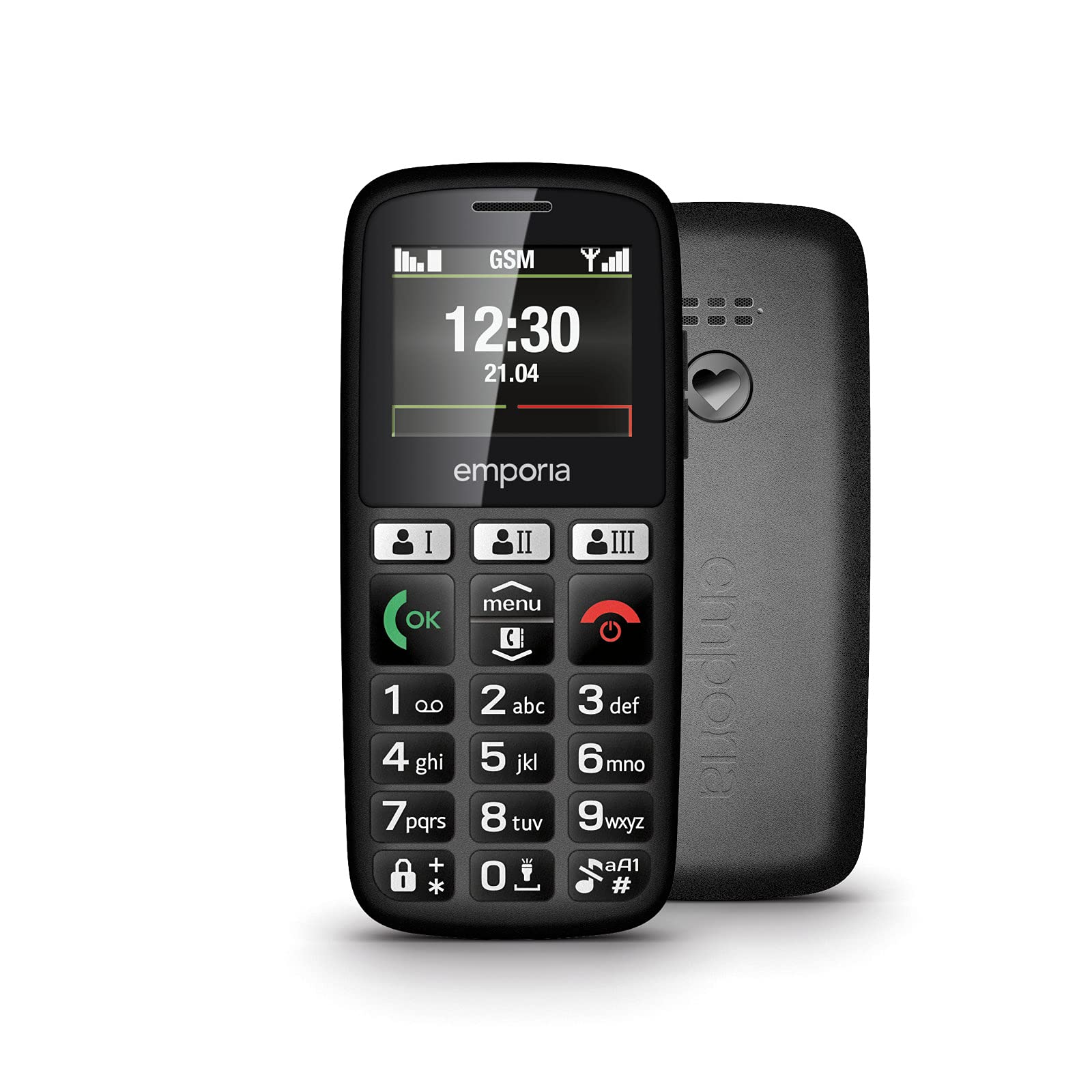 emporia emporiaHAPPY E30 2G Bar Phone for the Elderly, large 1.8" colour screen, large well spaced buttons, SOS emergency button, Charging cradle included - (Official UK And Ireland Version) - Black