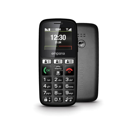 emporia emporiaHAPPY E30 2G Bar Phone for the Elderly, large 1.8" colour screen, large well spaced buttons, SOS emergency button, Charging cradle included - (Official UK And Ireland Version) - Black
