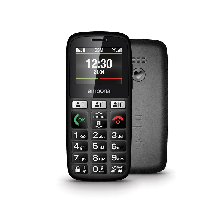 emporia emporiaHAPPY E30 2G Bar Phone for the Elderly, large 1.8" colour screen, large well spaced buttons, SOS emergency button, Charging cradle included - (Official UK And Ireland Version) - Black