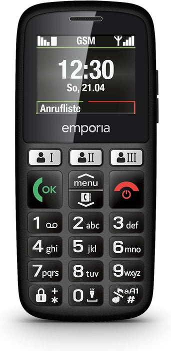 emporia emporiaHAPPY E30 2G Bar Phone for the Elderly, large 1.8" colour screen, large well spaced buttons, SOS emergency button, Charging cradle included - (Official UK And Ireland Version) - Black