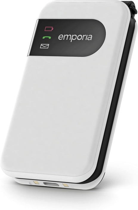 Emporia SIMPLICITYglam LTE V227, 4G Flip/Clamshell Phone for the Elderly with large 2.8" screen, Emergency SOS button and charging cradle - White (Official UK and Ireland version)