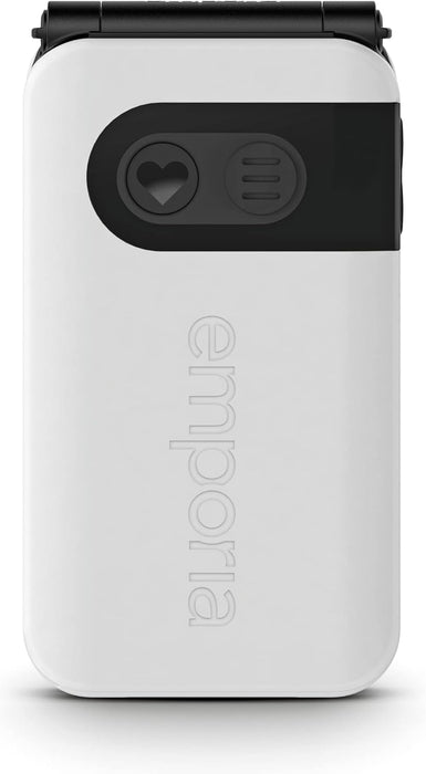 Emporia SIMPLICITYglam LTE V227, 4G Flip/Clamshell Phone for the Elderly with large 2.8" screen, Emergency SOS button and charging cradle - White (Official UK and Ireland version)