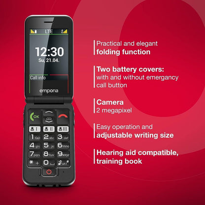 Emporia JOY 2G Clamshell Stylish Mobile Phone - Black (official UK and Ireland version
