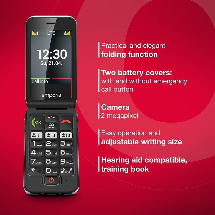 Emporia JOY 2G Clamshell Stylish Mobile Phone - Black (official UK and Ireland version