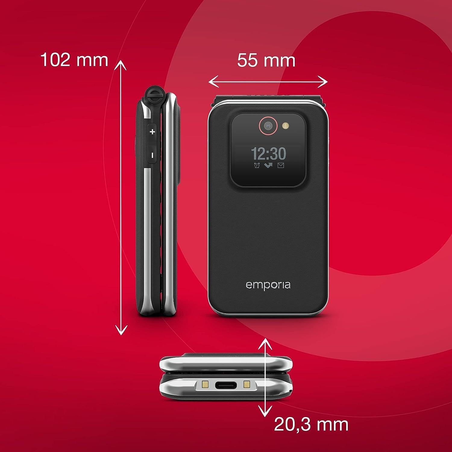 Emporia JOY 2G Clamshell Stylish Mobile Phone - Black (official UK and Ireland version