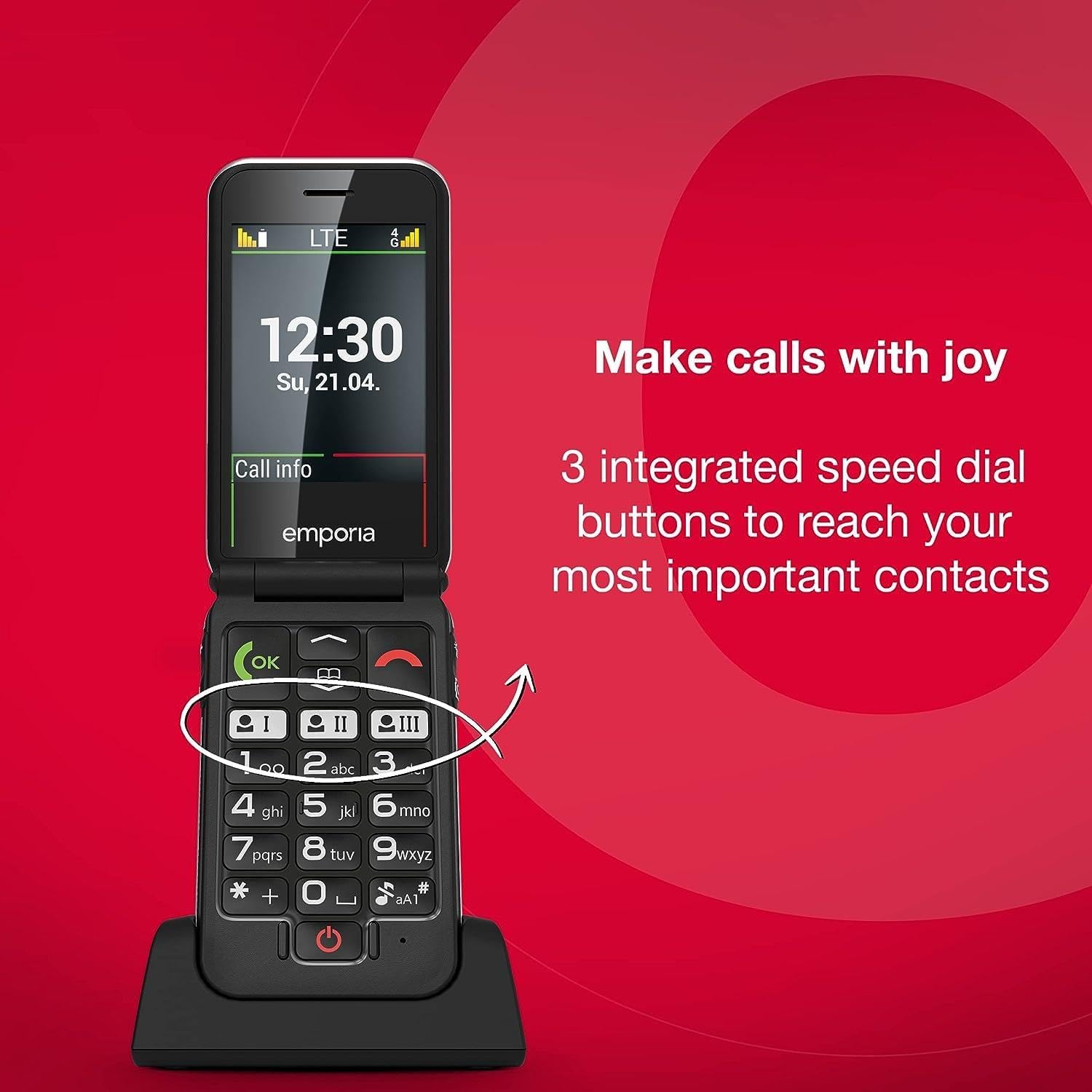 Emporia JOY 2G Clamshell Stylish Mobile Phone - Black (official UK and Ireland version
