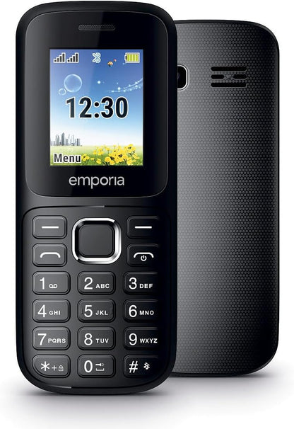 emporiaFN313i, 2G dual-sim mobile phone, Ideal Festival Phone, SIM free and unlocked for all 2G networks, 1.77 inch colour display, Black