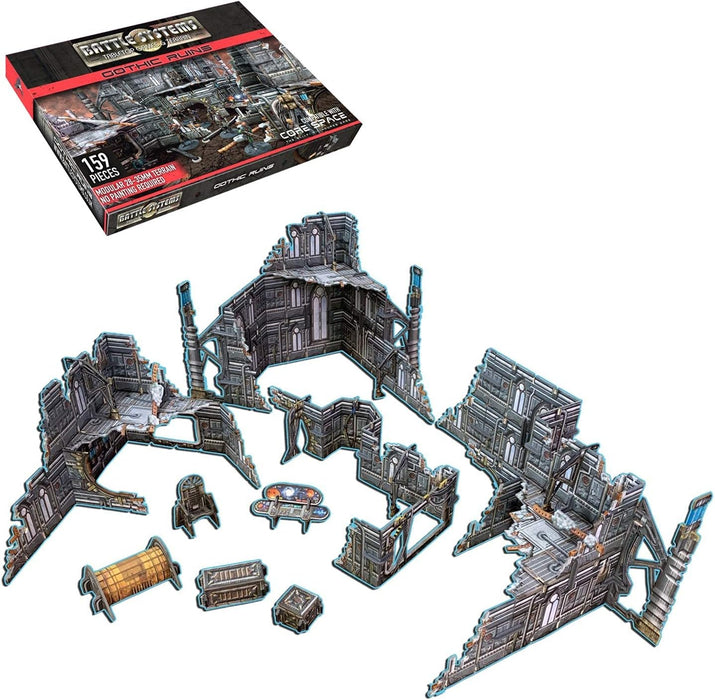 Battle Systems Sci-Fi Terrain - 28mm Modular 3D Space Terrain - Perfect for Wargaming and Roleplaying Tabletop Games - Full Colour Printed 3D 40K Multi Level Building Models (Gothic Ruins
