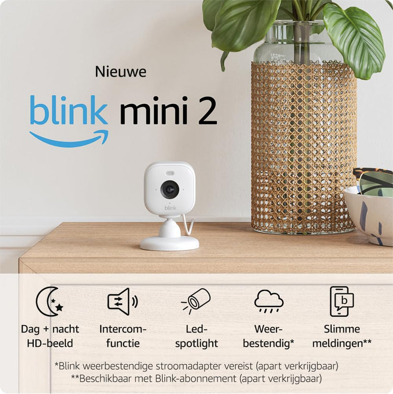 Blink - Mini 2 Smart Indoor Security Camera 2Pcs Set White