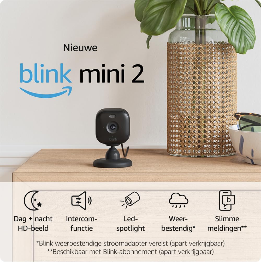 Blink - Mini 2 Smart Indoor Security Camera 2Pcs Set Black