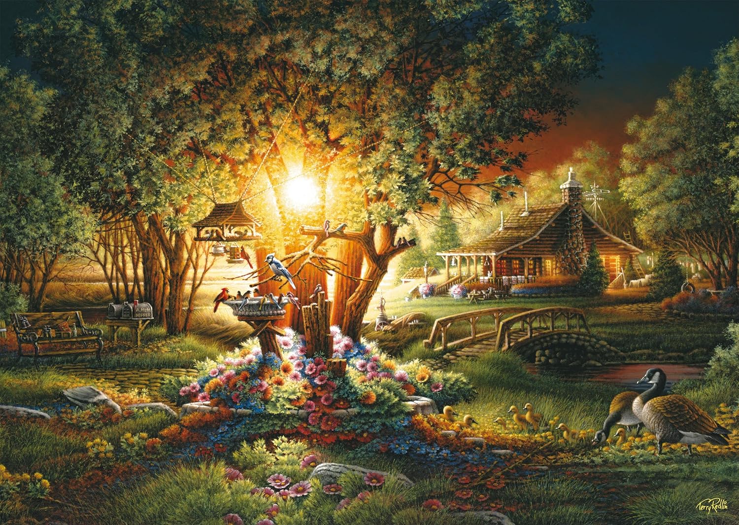 Schmidt Spiele 58547-Puzzle de 1000 pièces-Magnifique lumière du Printemps-Terry Redlin, 58547, Multicolore