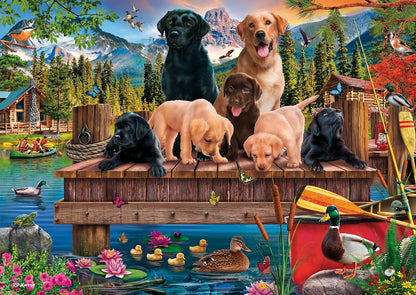 Schmidt Spiele Puzzle de 1000 Piezas, Familia de Perros en el Lago, 59778, Multicolor (CSG59778