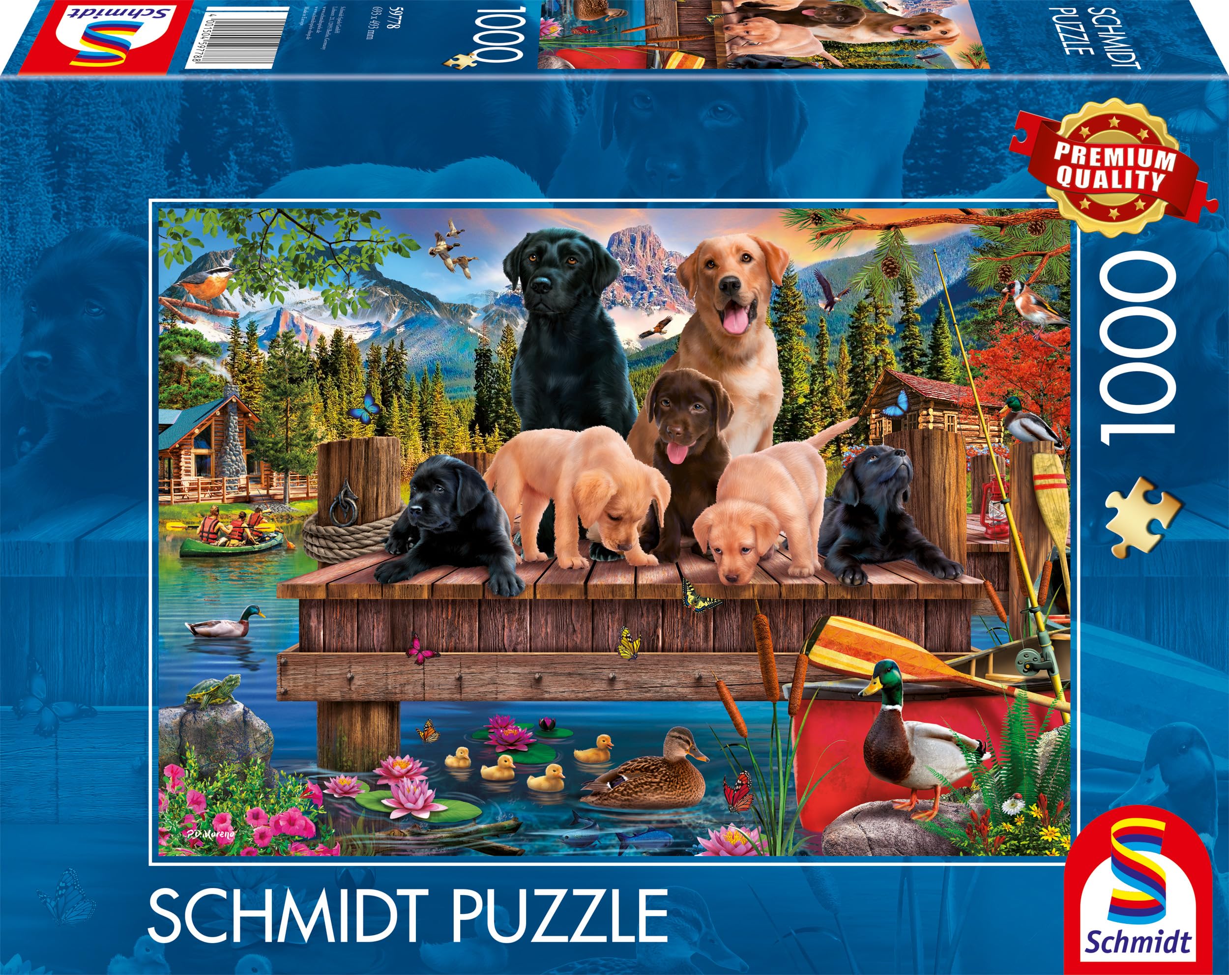 Schmidt Spiele Puzzle de 1000 Piezas, Familia de Perros en el Lago, 59778, Multicolor (CSG59778