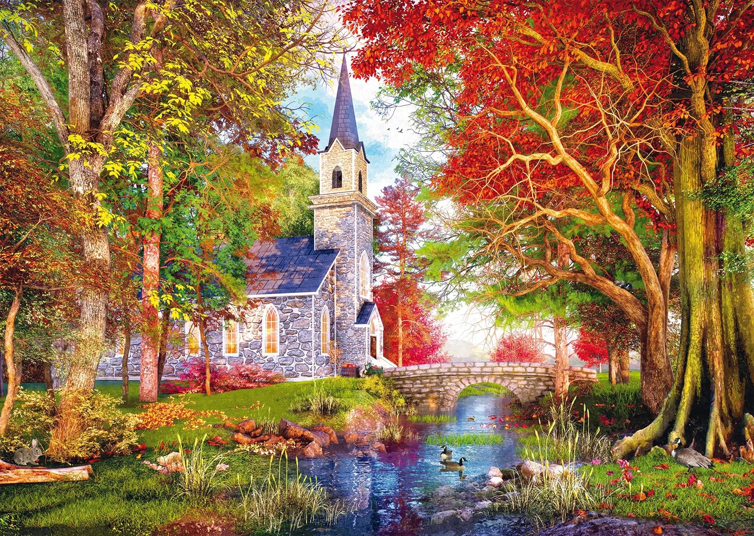 Schmidt Spiele 59788-Puzzle de 1000 Piezas, diseño de la Capilla en el otoño, Multicolor (CSG59788), (59788