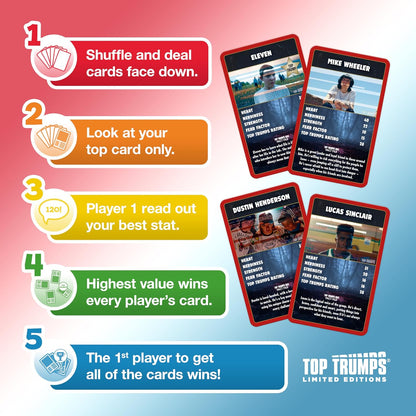 Top Trumps Stranger Things Kartenspiel | Familienspiele für Kinder und Erwachsene | Lernspiele | Kartenspiele für Kinder ab 2 Spieler | Kriegsspiele für Kinder | Spiele