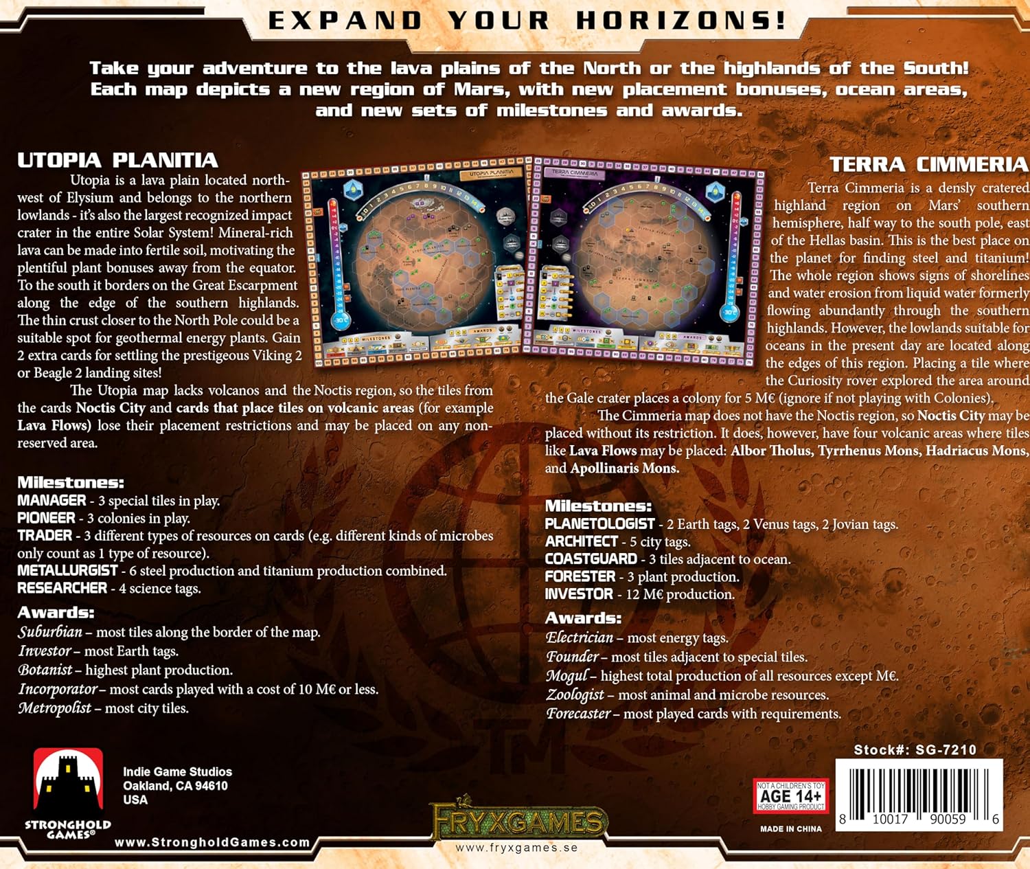 Terraforming Mars Utopia & Cimmeria - Double-Sided Game Board with New Maps and Awards - for Ages 12+ and 1 to 5 Players